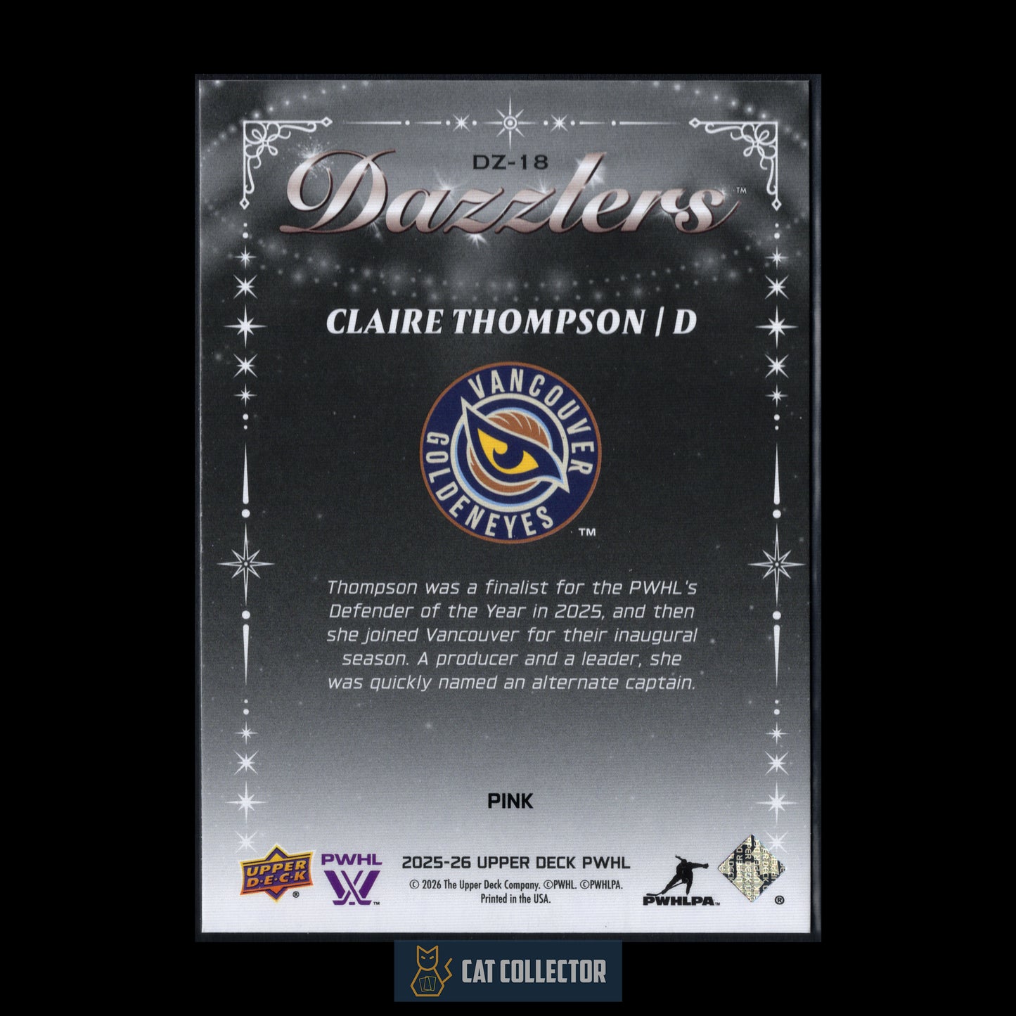 2025-26 UD PWHL CLAIRE THOMPSON #DZ-18 Dazzlers Pink