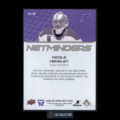 2025-26 Upper Deck PWHL NICOLE HENSLEY #N-9 Netminders