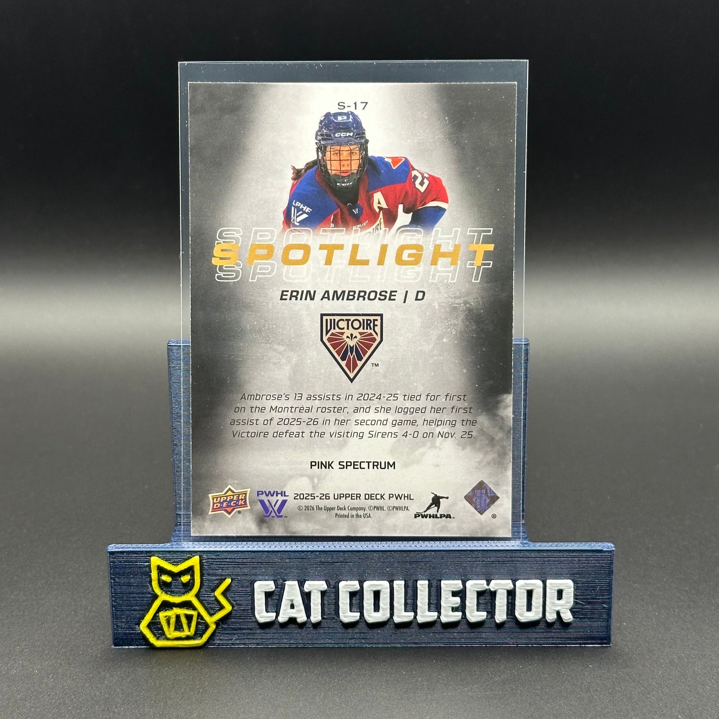 2025-26 UD PWHL ERIN AMBROSE #S-17 Spotlight Pink Spectrum /399