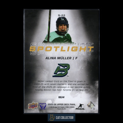 2025-26 UD PWHL ALINA MULLER #S-22 Spotlight B&W