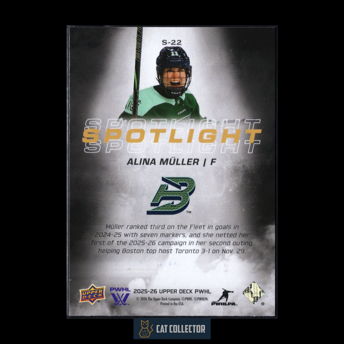 2025-26 UD PWHL ALINA MULLER #S-22 Spotlight Boston Fleet