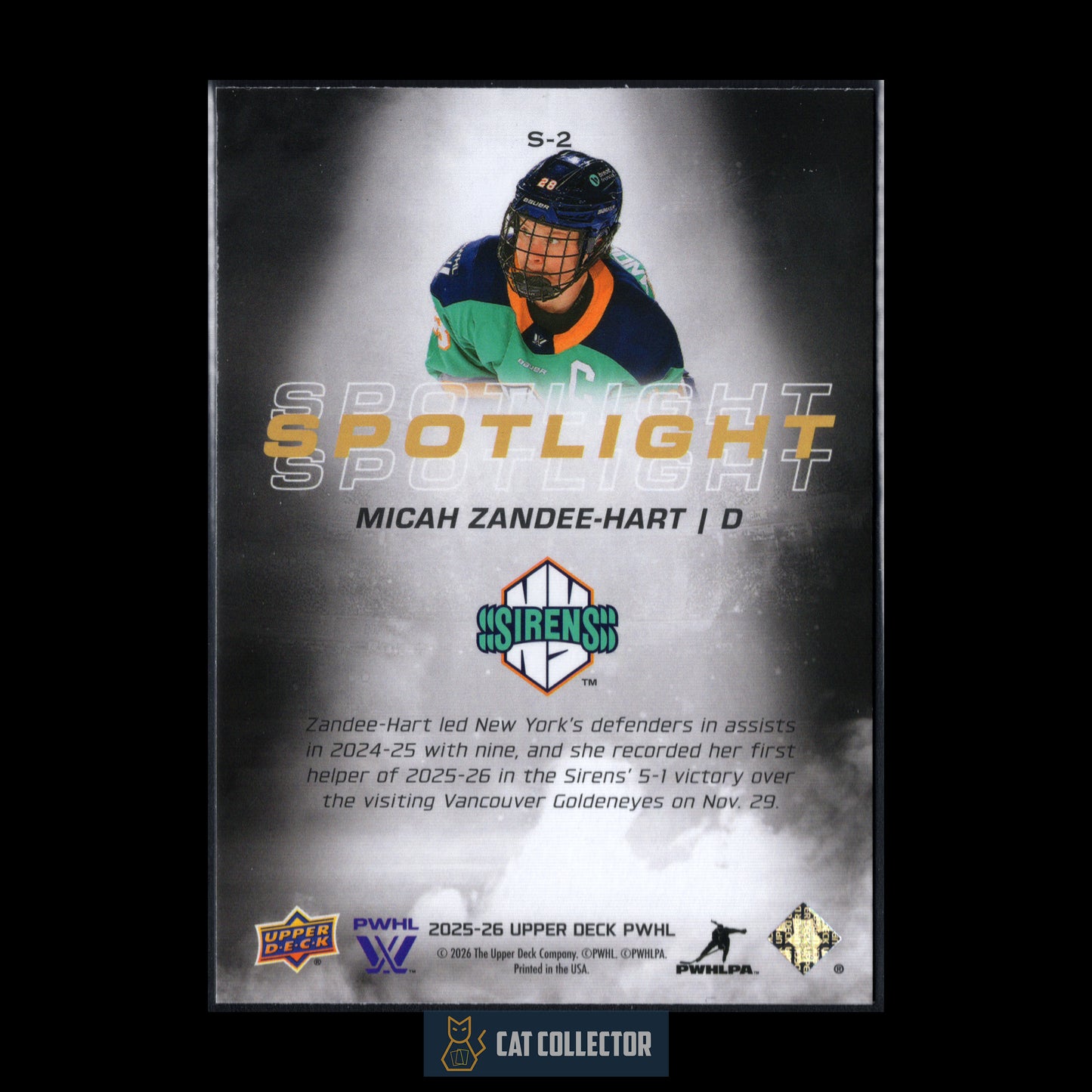 2025-26 UD PWHL MICAH ZANDEE-HART #S-2 Spotlight