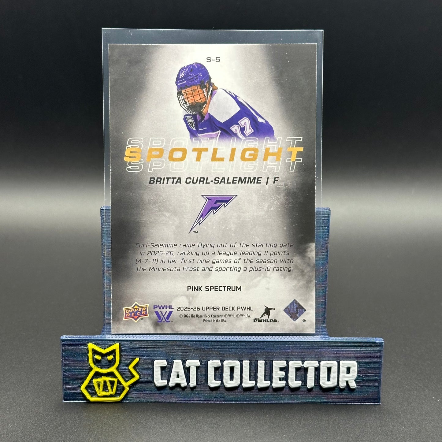 2025-26 UD PWHL BRITTA CURL-SALEMME #S-5 Spotlight Pink Spectrum /399
