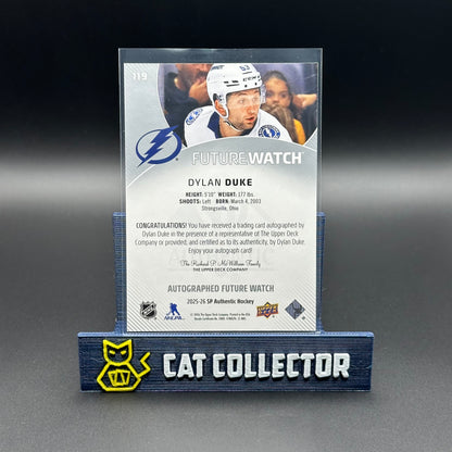 2025-26 UD SP Authentic DYLAN DUKE #119 Horizontal Future Watch Auto RC /599
