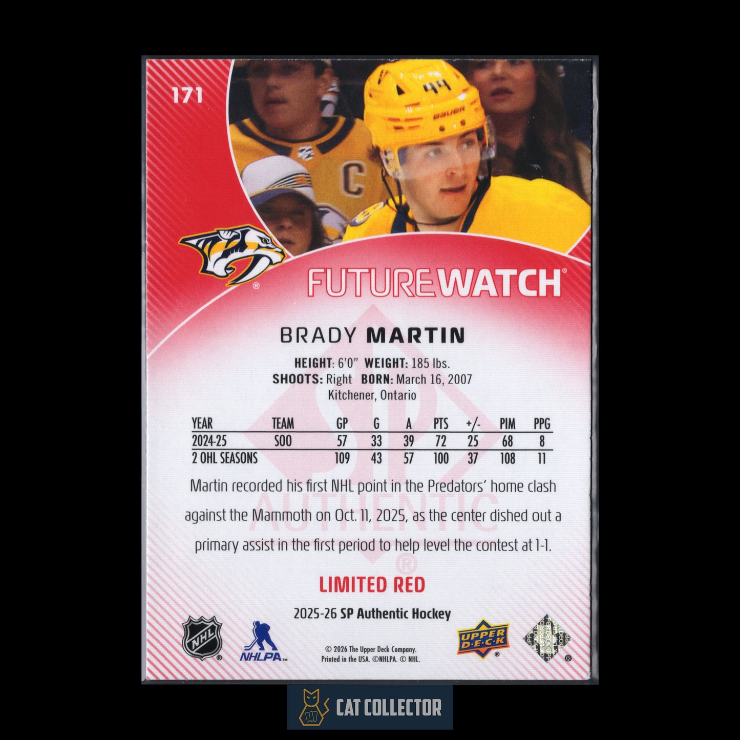 2025-26 UD SP Authentic MATTHEW WOOD #P-11 Pageantry Red RC