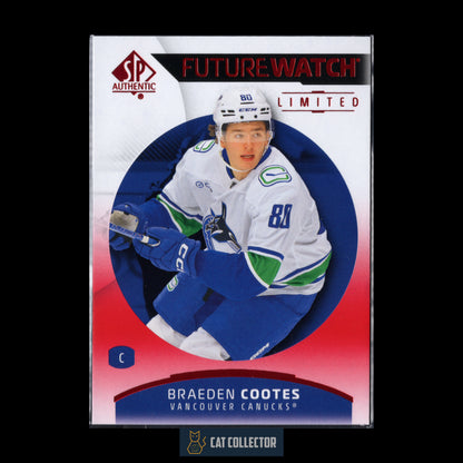 2025-26 UD SP Authentic BRAEDEN COOTES #175 Future Watch Limited Red RC