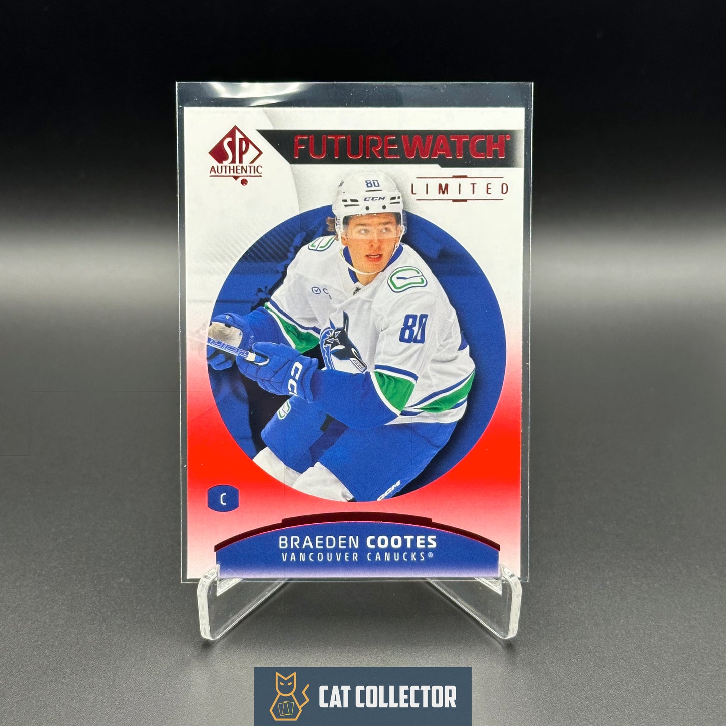 2025-26 UD SP Authentic BRAEDEN COOTES #175 Future Watch Limited Red RC