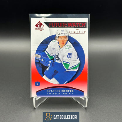 2025-26 UD SP Authentic BRAEDEN COOTES #175 Future Watch Limited Red RC