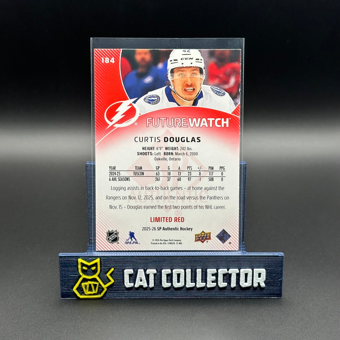 2025-26 UD SP Authentic CURTIS DOUGLAS #184 Future Watch Limited Red RC