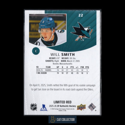 2025-26 UD SP Authentic WILL SMITH #22 Limited Red