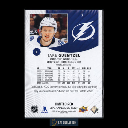 2025-26 UD SP Authentic JAKE GUENTZEL #7 Limited Red