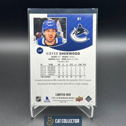 2025-26 UD SP Authentic KIEFER SHERWOOD #81 Limited Red