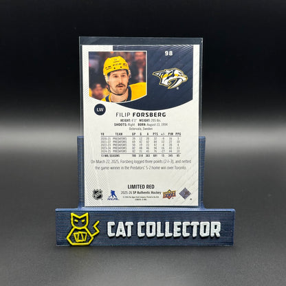 2025-26 UD SP Authentic FILIP FORSBERG #98 Limited Red