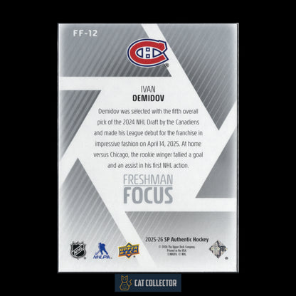 2025-26 UD SP Authentic IVAN DEMIDOV #FF-12 Freshman Focus Rookie RC