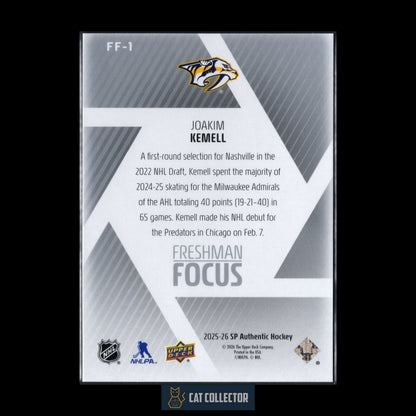 2025-26 UD SP Authentic JOAKIM KEMELL #FF-1 Freshman Focus RC