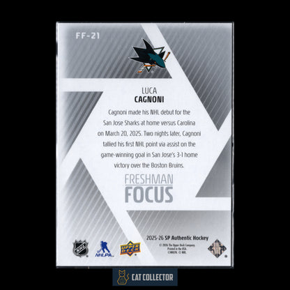 2025-26 UD SP Authentic LUCA CAGNONI #FF-21 Freshman Focus RC