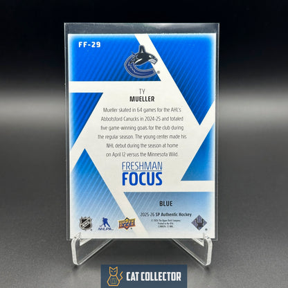 2025-26 UD SP Authentic TY MUELLER #FF-29 Freshman Focus Blue RC