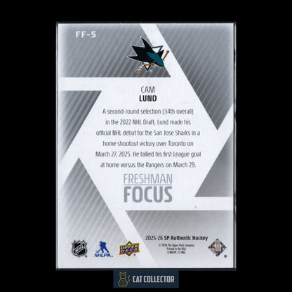 2025-26 UD SP Authentic CAM LUND #FF-5 Freshman Focus