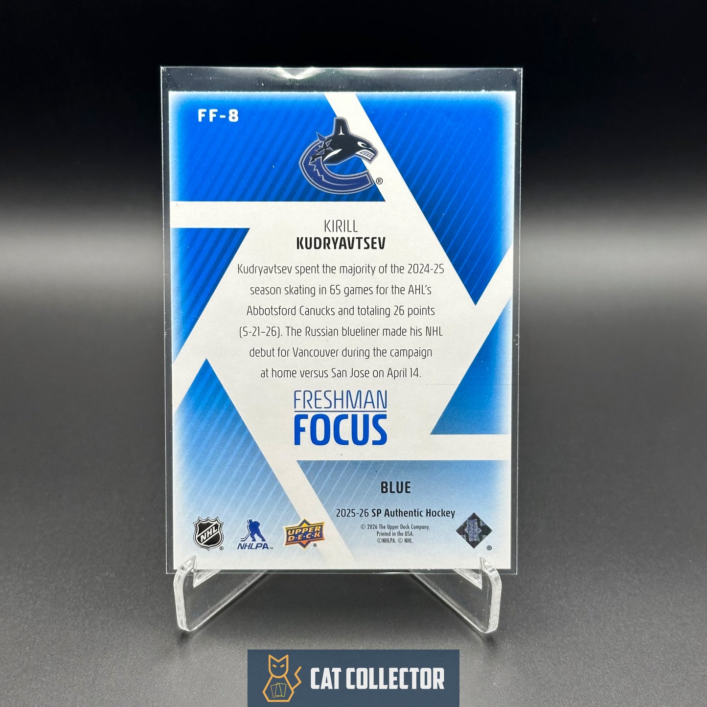 2025-26 UD SP Authentic KIRILL KUDRYAVTSEV #FF-8 Freshman Focus Blue RC