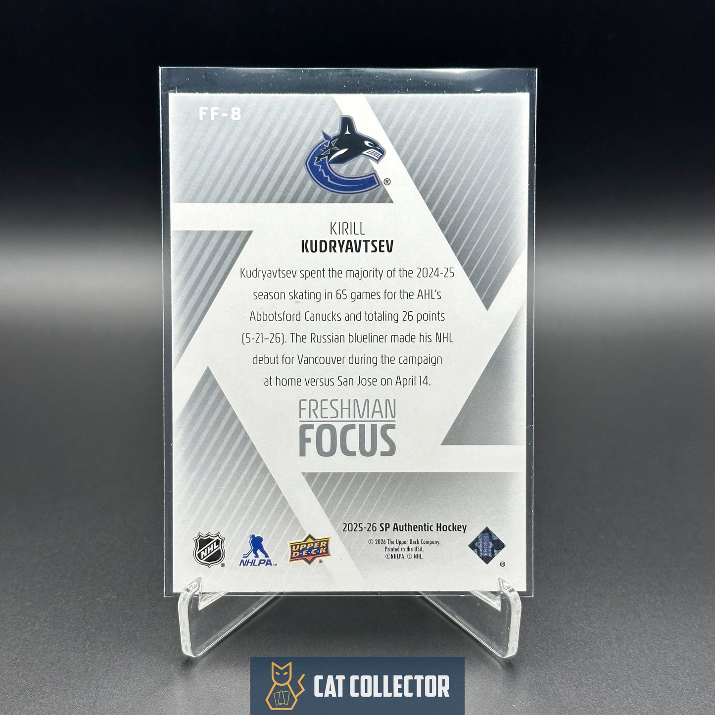 2025-26 UD SP Authentic KIRILL KUDRYAVTSEV #FF-8 Freshman Focus RC