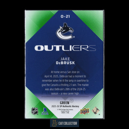 2025-26 UD SP Authentic JAKE DEBRUSK #O-21 Outliers Green