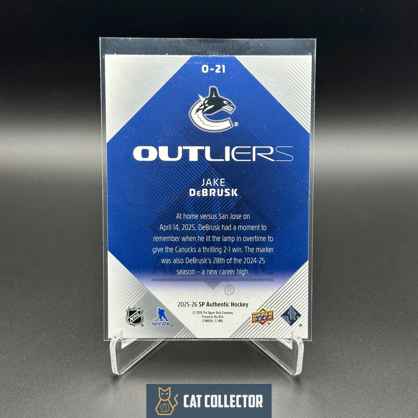 2025-26 UD SP Authentic JAKE DEBRUSK #O-21 Outliers