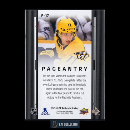 2025-26 UD SP Authentic LUKE EVANGELISTA #P-17 Pageantry