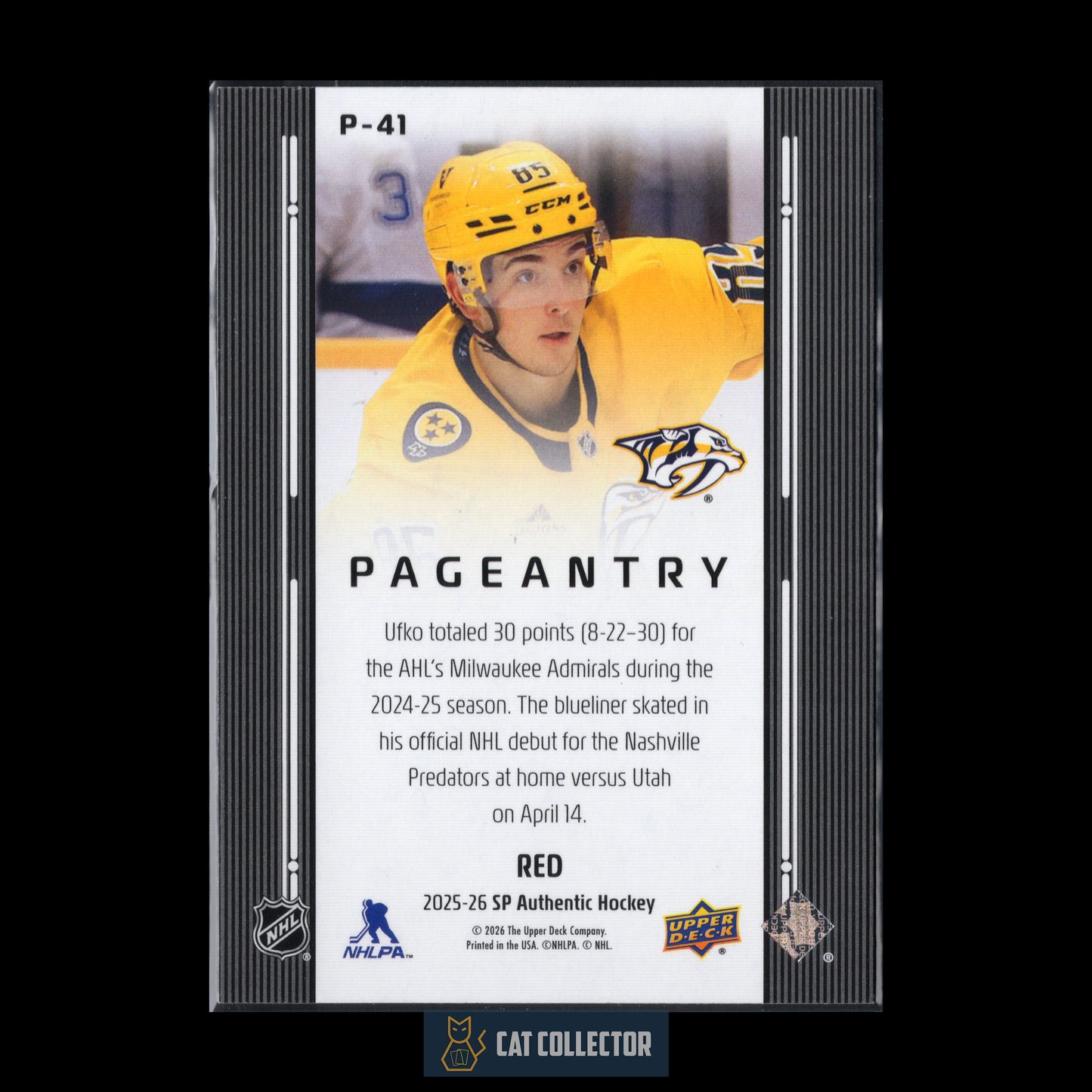 2025-26 UD SP Authentic RYAN UFKO #P-41 Pageantry Red RC