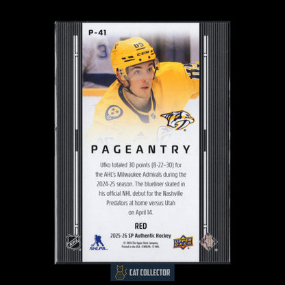 2025-26 UD SP Authentic RYAN UFKO #P-41 Pageantry Red RC