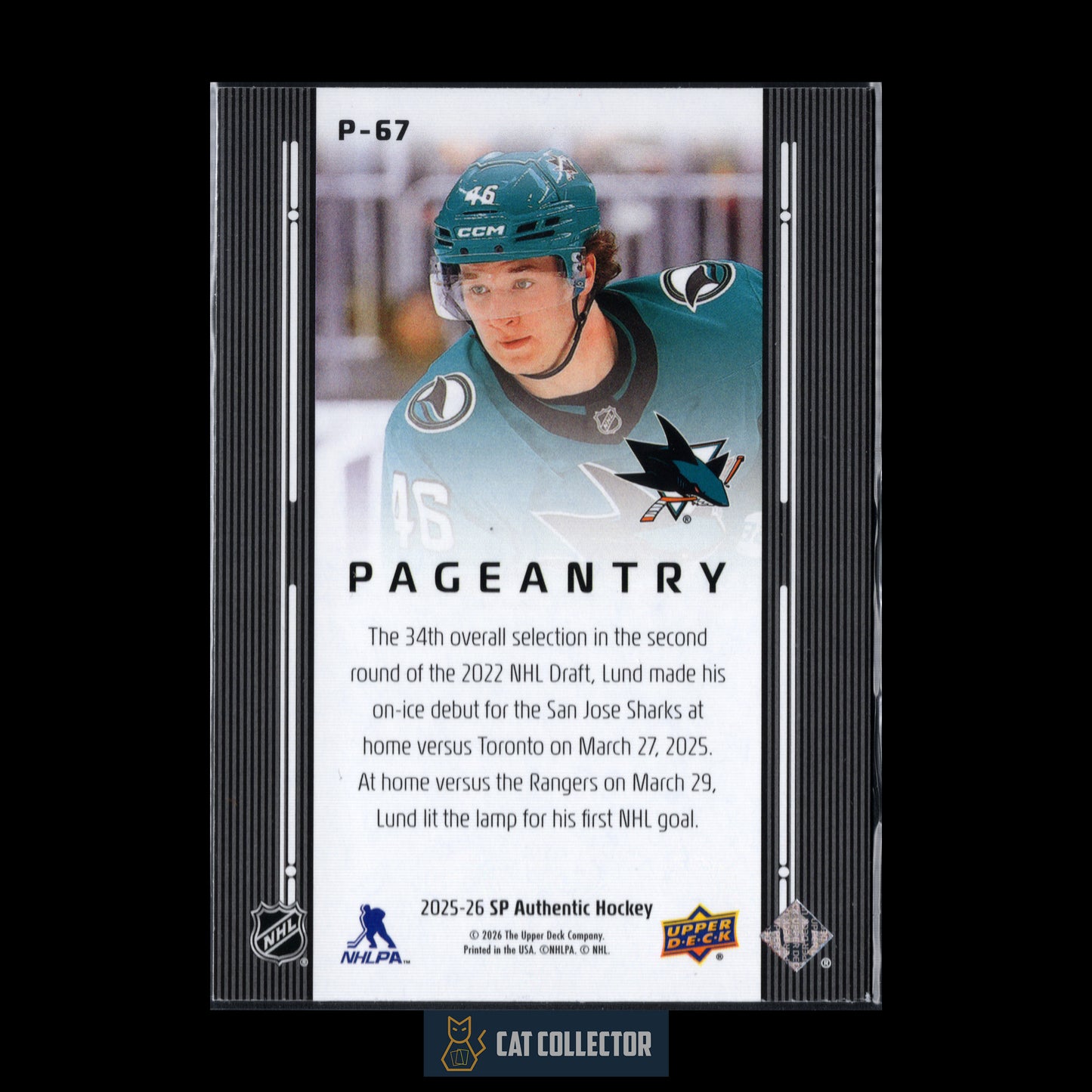 2025-26 UD SP Authentic CAM LUND #P-67 Pageantry