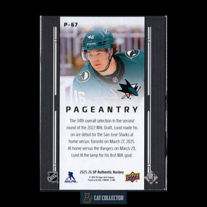 2025-26 UD SP Authentic CAM LUND #P-67 Pageantry