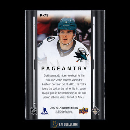 2025-26 UD SP Authentic SAM DICKINSON #P-79 Pageantry RC