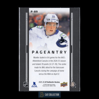 2025-26 UD SP Authentic TY MUELLER #P-89 Pageantry RC