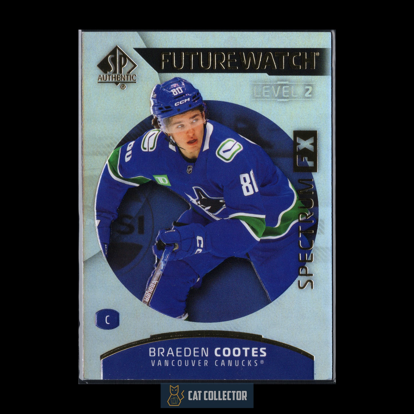 2025-26 UD SP Authentic BRAEDEN COOTES #S-73 Future Watch Spectrum FX Level 2 Bounty RC