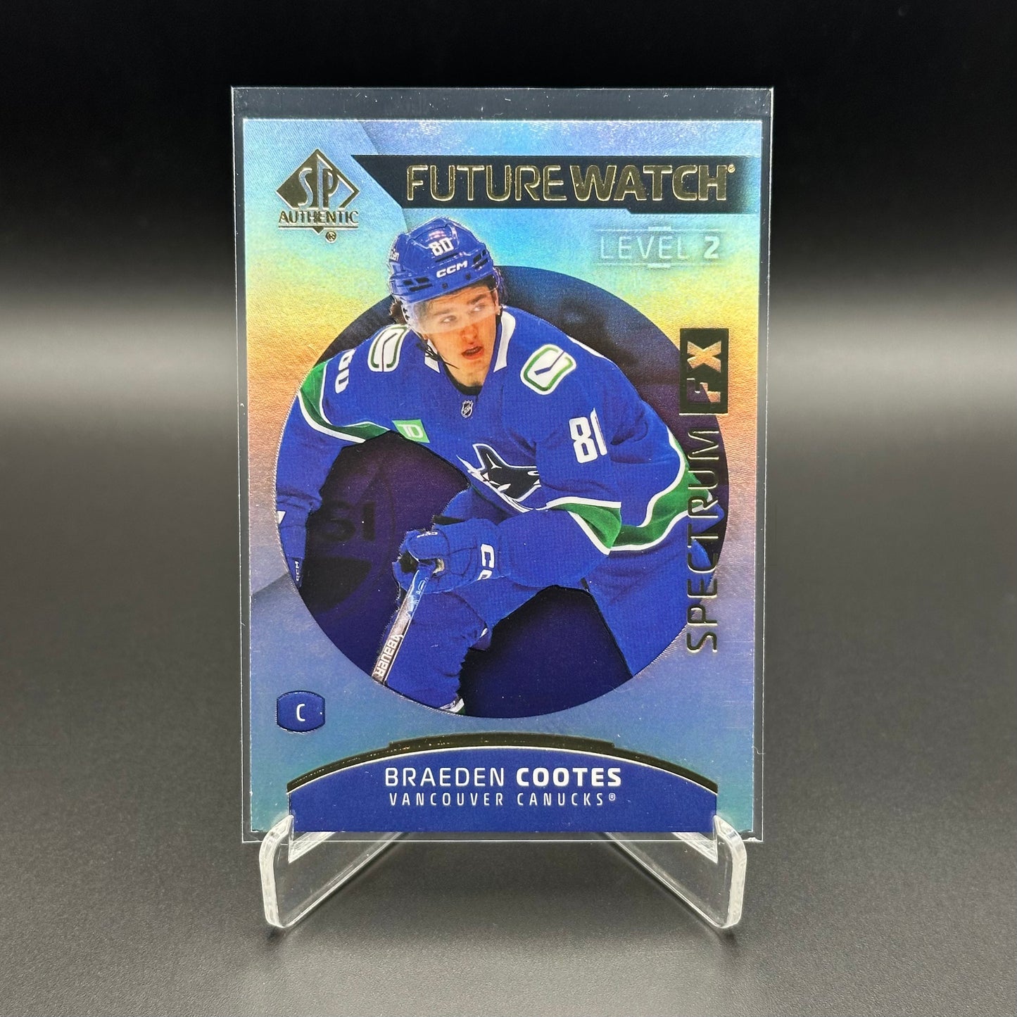 2025-26 UD SP Authentic BRAEDEN COOTES #S-73 Future Watch Spectrum FX Level 2 Bounty RC
