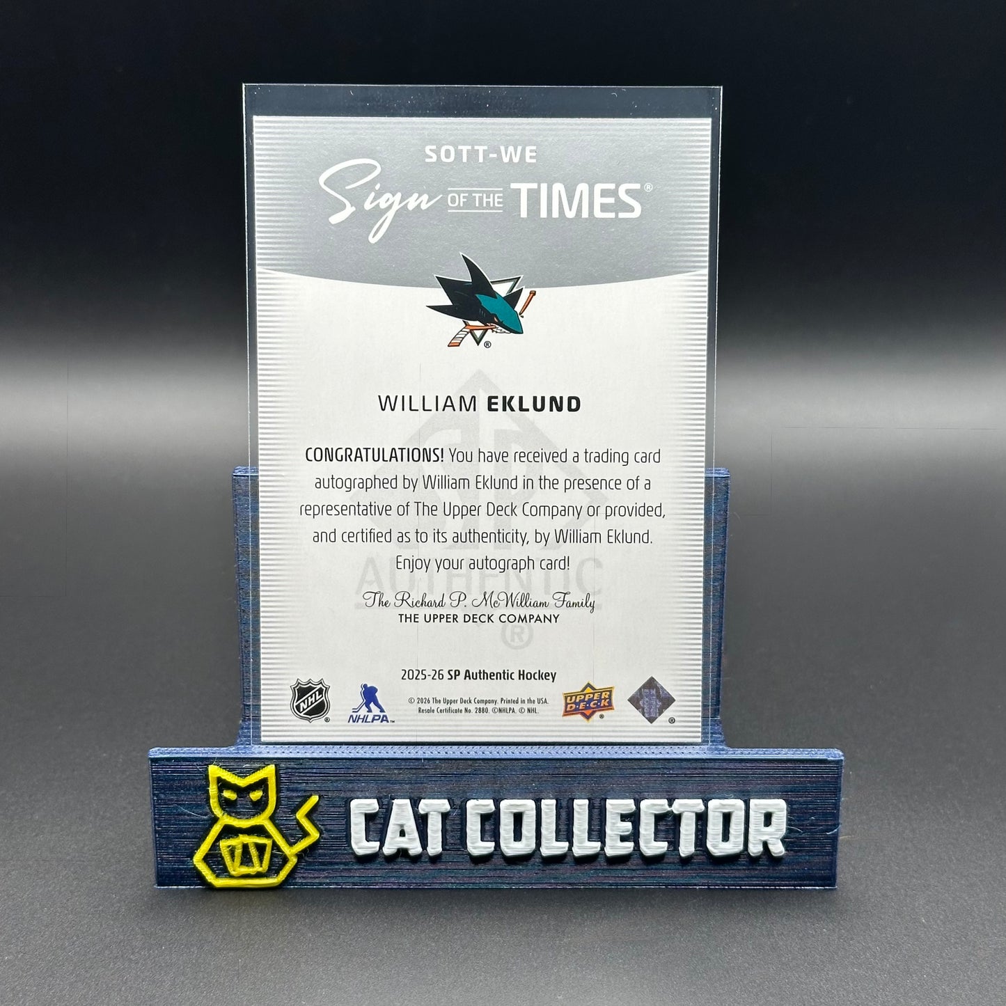 2025-26 UD SP Authentic WILLIAM EKLUND #SOTT-WE Sign of the times Auto