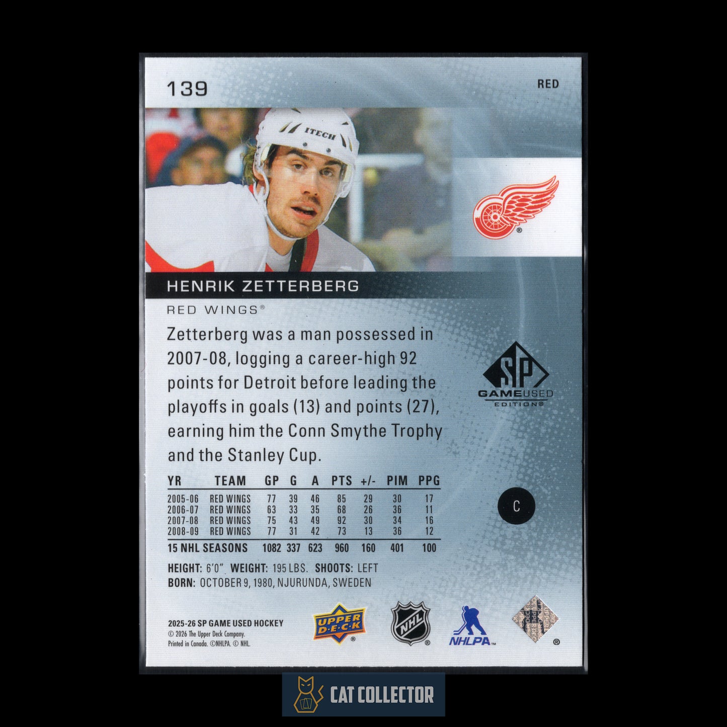 2025-26 Upper Deck SP Game Used HENRIK ZETTERBERG #139 Greats Red