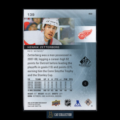2025-26 Upper Deck SP Game Used HENRIK ZETTERBERG #139 Greats Red