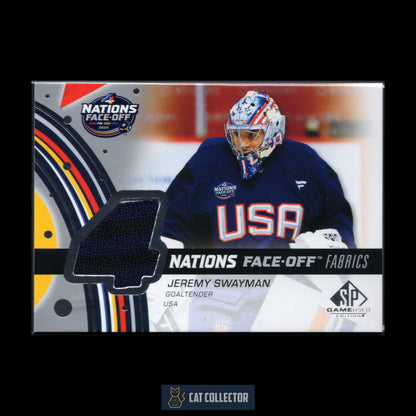 2025-26 UD SP Game Used JEREMY SWAYMAN #4N-SW 4 Nations Face-Off Fabric Jersey