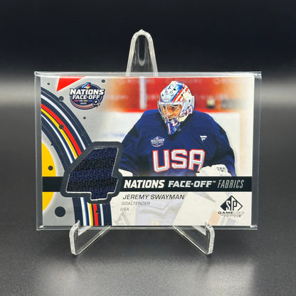 2025-26 UD SP Game Used JEREMY SWAYMAN #4N-SW 4 Nations Face-Off Fabric Jersey