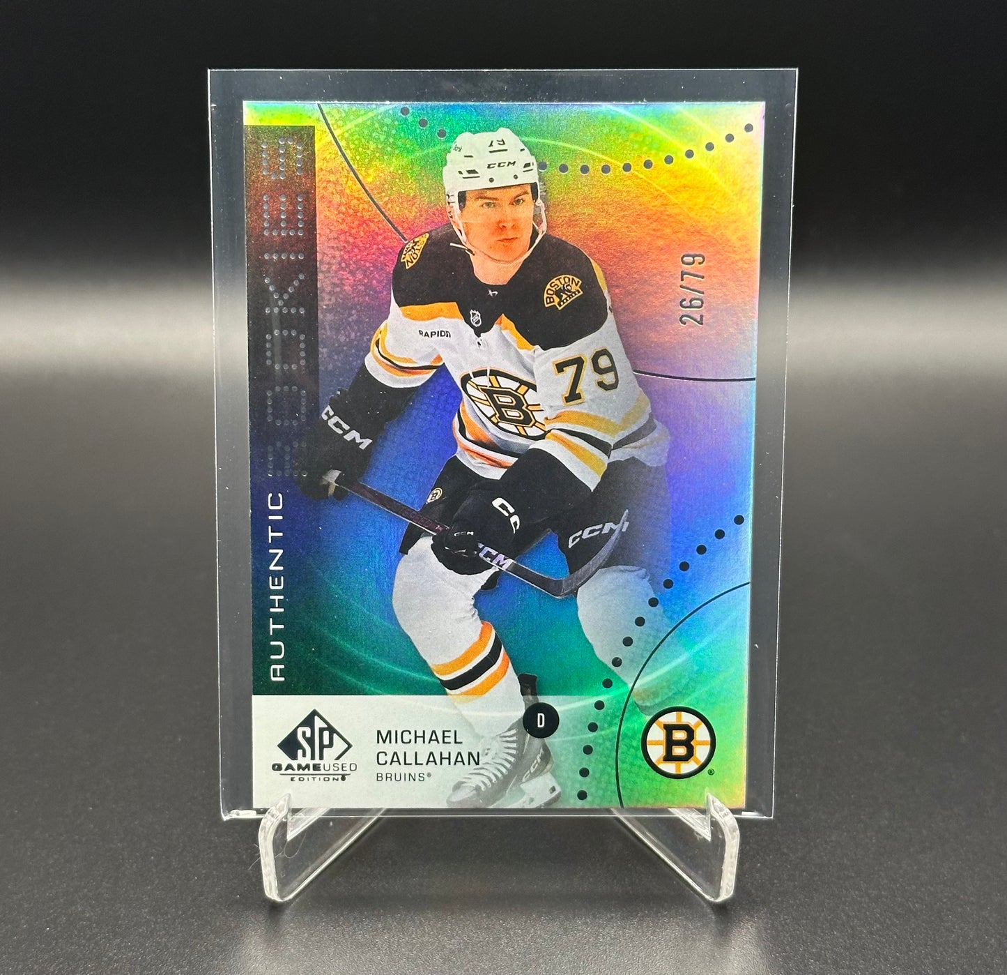 2025-26 UD SP Game Used MICHAEL CALLAHAN #AR-MC Authentic Rookie Rainbow RC /79