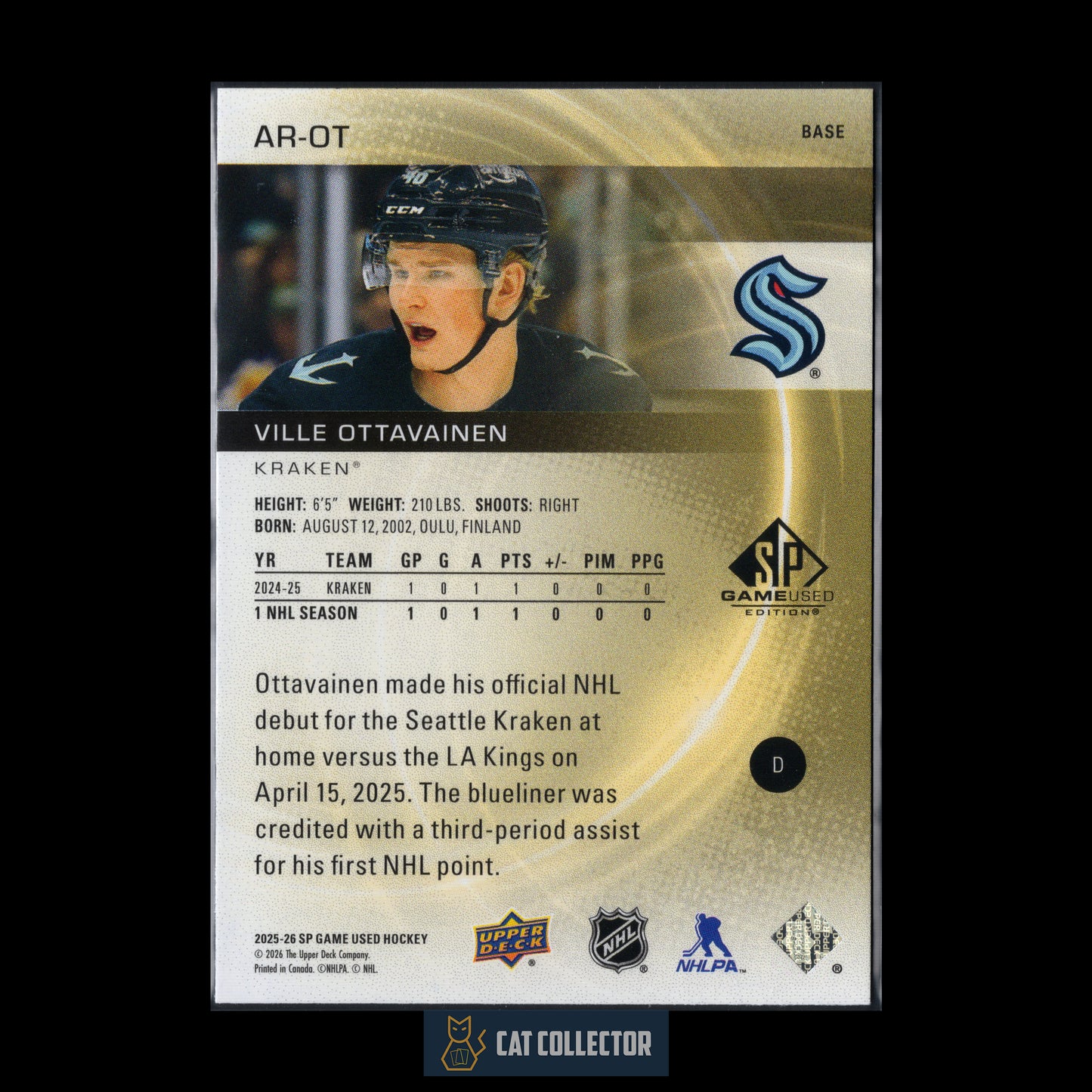 2025-26 Upper Deck SP Game Used VILLE OTTAVAINEN #AR-JM Authentic Rookie RC
