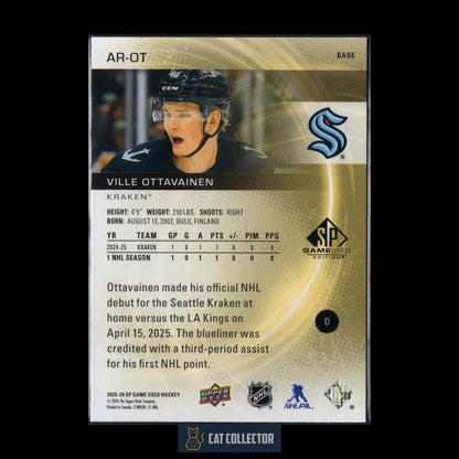 2025-26 Upper Deck SP Game Used VILLE OTTAVAINEN #AR-JM Authentic Rookie RC
