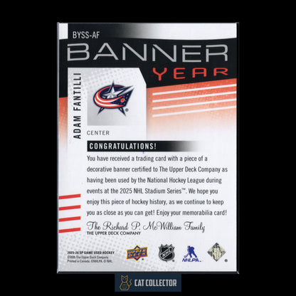 2025-26 Upper Deck SP Game Used ADAM FANTILLI #BYSS-AF Banner Year Stadium Series