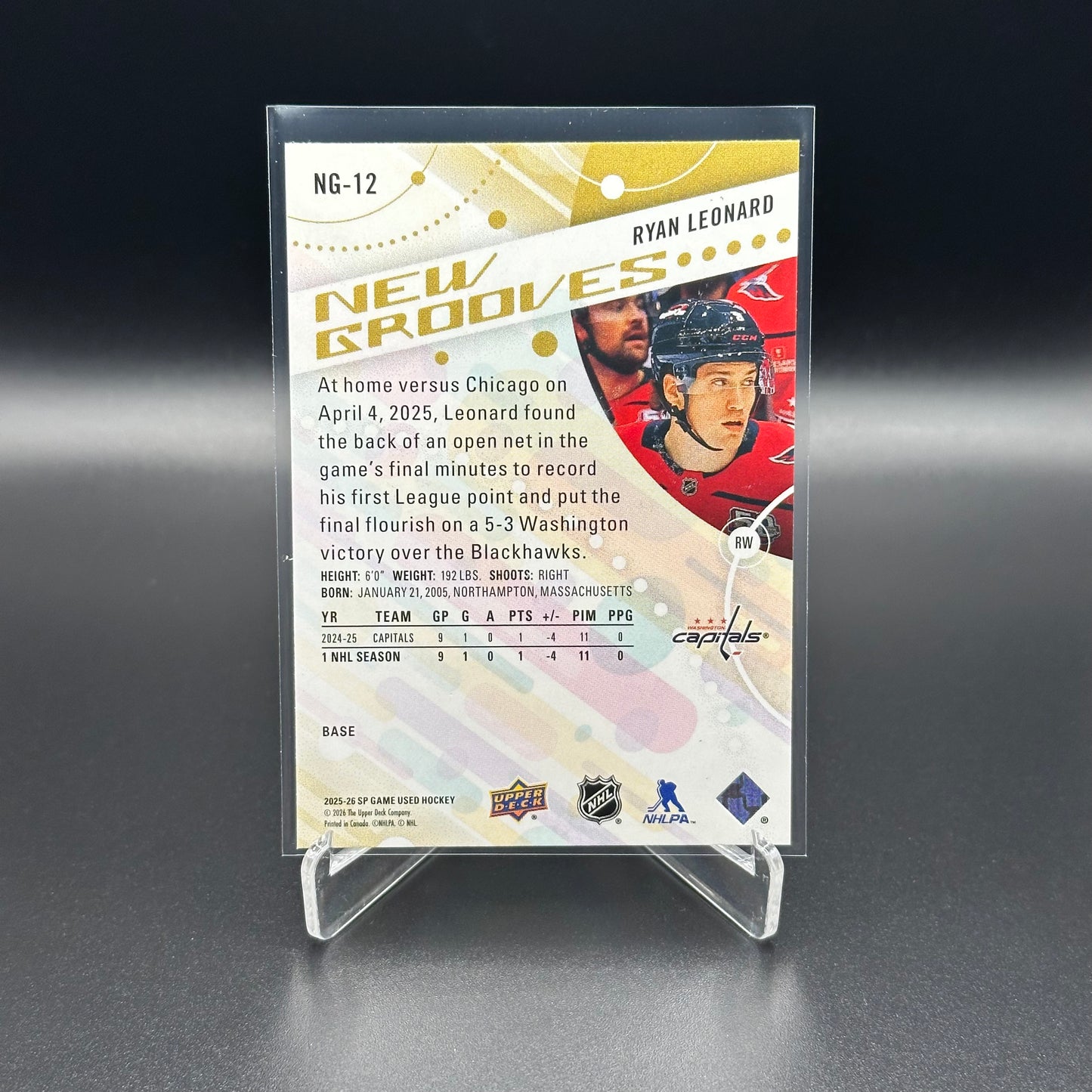 2025-26 Upper Deck SP Game Used RYAN LEONARD #NG-12 New Grooves Rookie RC