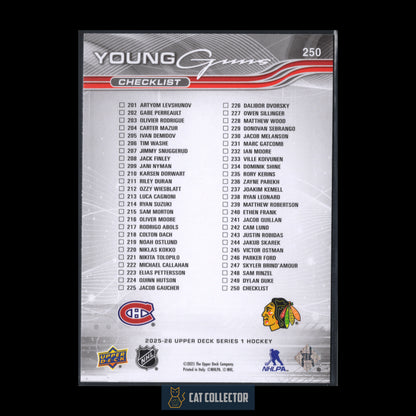 2025-26 Upper Deck Series 1 IVAN DEMIDOV / ARTYOM LEVSHUNOV #250 Young guns Checklist RC