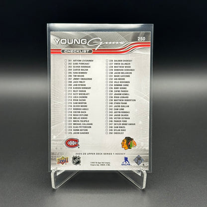 2025-26 Upper Deck Series 1 IVAN DEMIDOV / ARTYOM LEVSHUNOV #250 Young guns Checklist RC