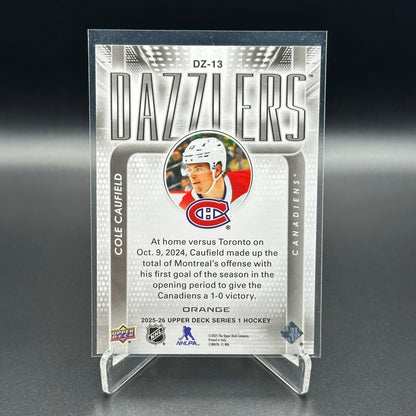 2025-26 Upper Deck Series 1 COLE CAUFIELD #DZ-13 Dazzlers Orange