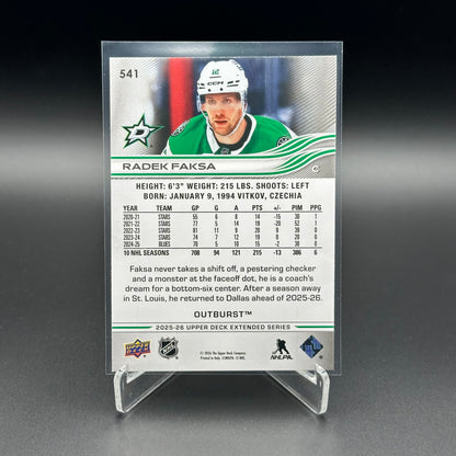 2025-26 Upper Deck Extended series RADEK FAKSA #541 Outburst