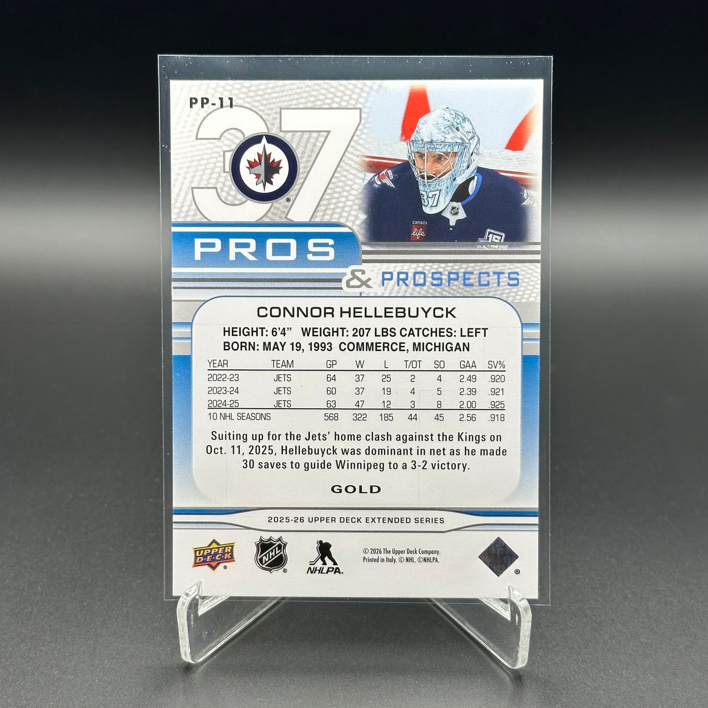 2025-26 Upper Deck Extended series CONNOR HELLEBUYCK #PP-11 Pros & Prospects Gold /250